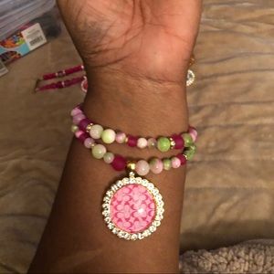 Pretty designer inspired bead bracelet with tray charm